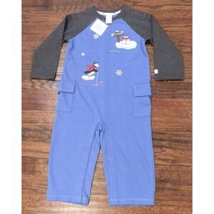 Janie and Jack Winter One Piece Baby Boys Blue Long Sleeve Size 18-24 Months NWT